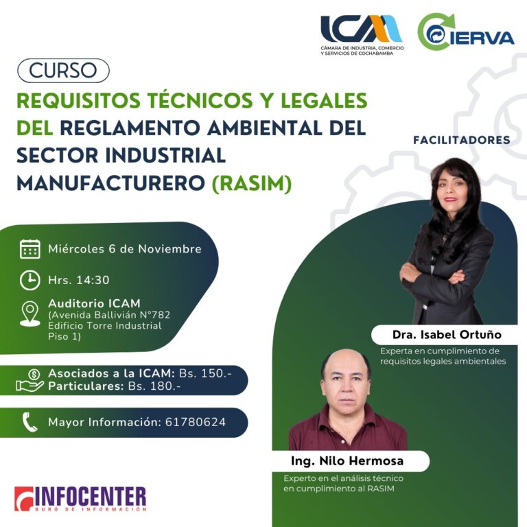 Curso: Requisitos Legales y Técnicos en el Marco del Reglamento Ambiental para el Sector Industrial Manufacturero (RASIM)